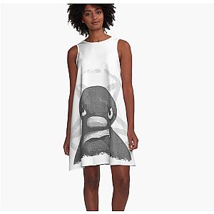 Slipnoot Pingu White Print A-Line Dress Premium Merch Store