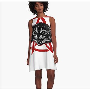 Metal Music Cat A-Line Dress Premium Merch Store