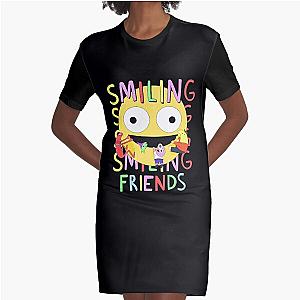 Cute Smiling Friends Graphic T-Shirt Dress