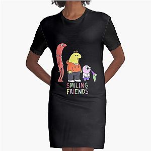 Smiling Friends Cartoon Graphic T-Shirt Dress