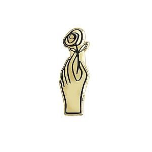 Hand Holding Rose Enamel Pin