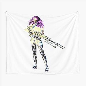 Neon Commando Elite Cyber-Sniper Tapestry