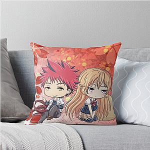 Soma and Erina Chibis Throw Pillow