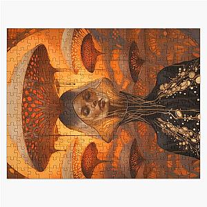 Mushroom Oracle, Soma Deity Art Nouveau Mushroom Art Jigsaw Puzzle