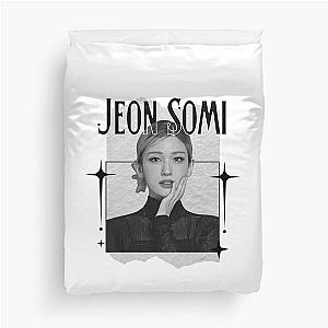 Jeon Somi Korean Solo Singer Retro Elegance in Monochrome Black and White Collage Art Duvet