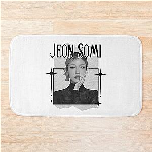 Jeon Somi Korean Solo Singer Retro Elegance in Monochrome Black White Collage Art Bath Mat
