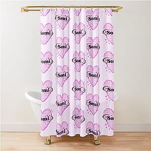 Somi K-Pop Heart Scrapbook Design Bright Pink Shower Curtain