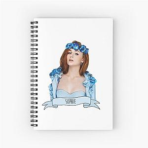 Sophie Turner wearing a blue flower crown notebook
