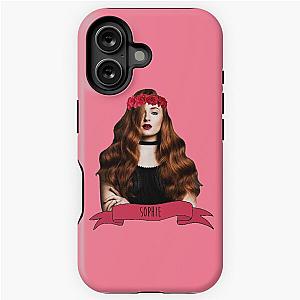 Sophie Turner in a red flower iPhone case