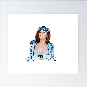 Sophie Turner wearing a blue flower crown Poster