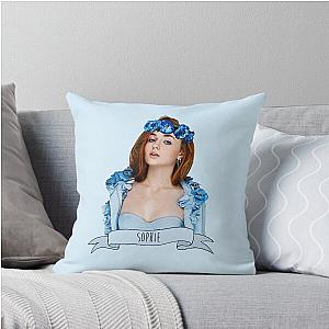 Sophie Turner Wearing a Blue Flower Crown Throw Pillow