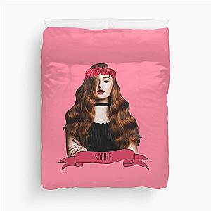 Sophie Turner in Red Flower Crown Duvet Cover