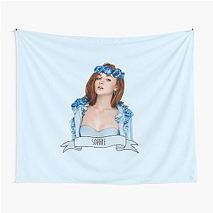 Sophie Turner Wearing a Blue Flower Crown Tapestry