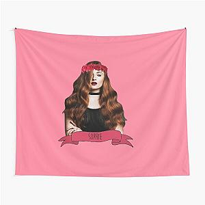 Sophie Turner in a Red Flower Crown Tapestry