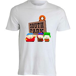 South Park Sign Logo Cartman Stan Kyle Kenny White T Shirts