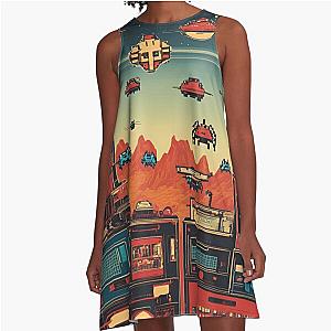 Space Invaders 90s A-Line Dress