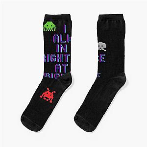 I AM ALWAYS IN THE RIGHT PLACE AT THE RIGHT TIME Space Invaders Socks