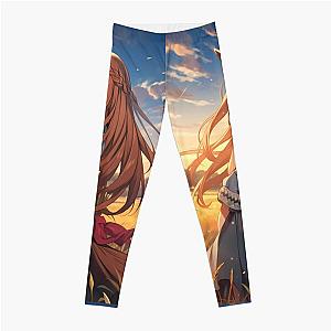 Holo in a Serene Wheat Field  Spice and Wolf Anime Girl Waifu Leggings