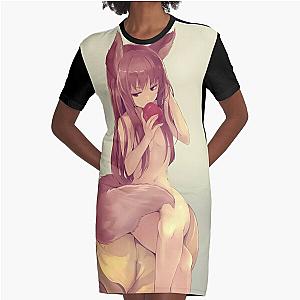 Holo Spice and Wolf Anime Fanart Graphic T-Shirt Dress