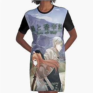 Holo and Lawrence Spice and Wolf Scene Graphic T-Shirt Dress