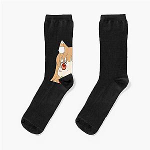 Peeking Chibi Holo Apple - Spice and Wolf Sticker Socks