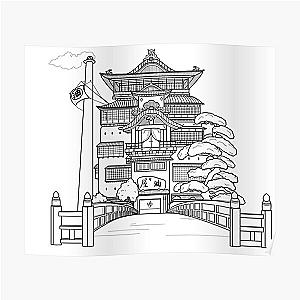 Spirited Away Bathhouse but a simple line drawing Poster RB2907