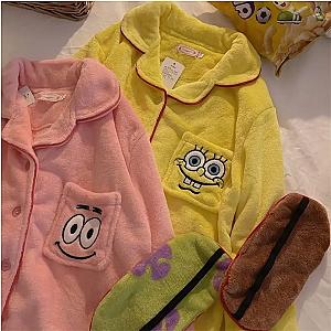 Spongebob Squarepants Cartoon Patrick Star Coral Plush Pajamas Set