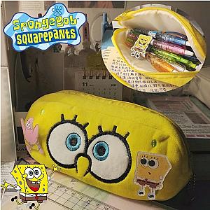 SpongeBob Cartoon Cute High Capacity Girl with Zipper Plush Pencil Case