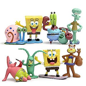 8pcs/set Spongebob Patrick Cartoon Figure Collection Model Toys