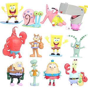 12pcs/set Spongebob Patrick Cartoon Figure Collection Model Toys