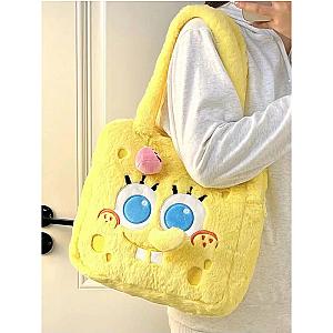 Spongebob Patrick Star Cartoon Cute Large Capacity Zipper Shoulder Bag