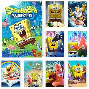 Cartoon Spongebobs Cute Print Berserk Character Canvas Painting Wall Art Pictures