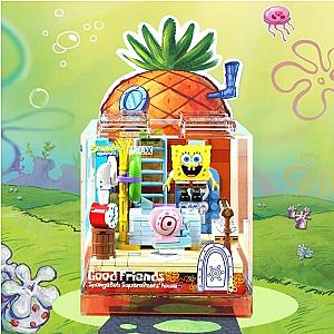 New Spongebob Series Box Building Block Star Room Crab King Model Educational Assembled Toy