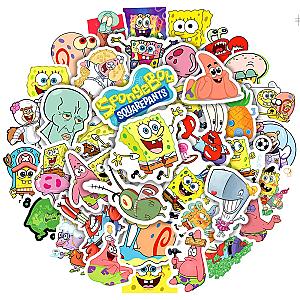 50pcs Variety of Cartoon Cute SpongeBob SquarePants Patrick Star Waterproof Graffiti Stickers