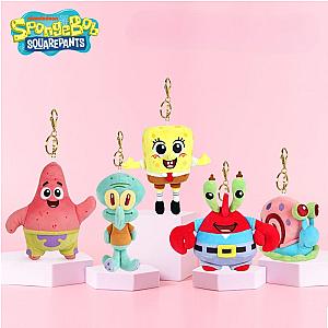 14cm Spongebob Patrick Star Squidward Tentacles Krabs Boss Plush Keychain