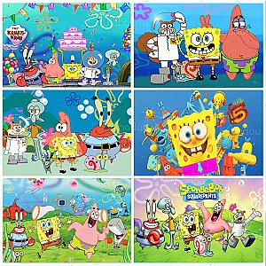 SpongeBobs Kid Party Birthday Backdrop Decoration Seabed Photography Background