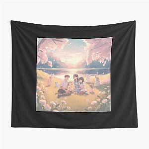 Pastel Kawaii Anime Family Tapestry