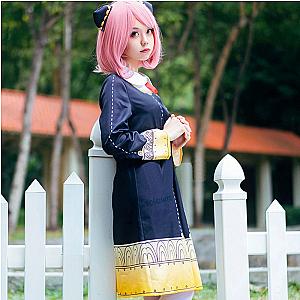 SPY FAMILY Anya Forger Black Dress Pink Wig Cosplay Costume