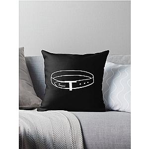 Stanley Tucci Logo with a belt in white Throw Pillow