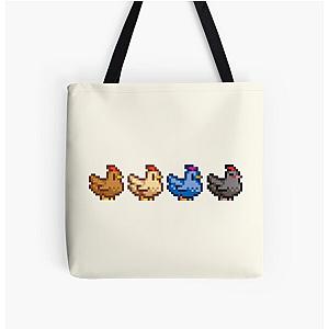 Stardew Valley Bags - 4 Chickens Stardew Valley All Over Print Tote Bag