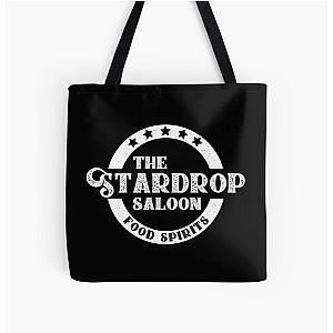 Stardew Valley Bags - The Stardrop Saloon Pub Logo | Stardew Valley | White Logo All Over Print Tote Bag