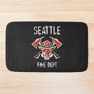 Seattle Firefighters, Fire Department. Station 19. Hand drawn illustration on T-Shirts, Stickers, Posters. Bath Mat