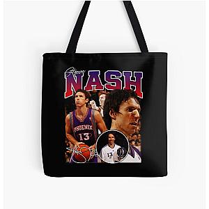 Steve Nash Phoenix Basketball Legend MVP Vintage Retro Bootleg Rap Style All Over Print Tote Bag
