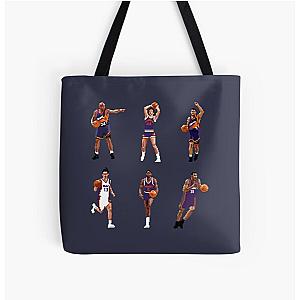 Phoenix Legends Sticker Collection (Charles Barkley, Kevin Johnson, Walter Davis, Paul Westphal, Shawn Marion, Steve Nash) Qiangg All Over Print Tote Bag