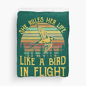 Stevie Nicks Vintage Rock Band Stevie-Nicks She Rules Her Life Like A Bird In Flight Duvet Cover