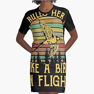 Stevie Nicks Vintage Rock Band Stevie-Nicks She Rules Her Life Like A Bird In Flight Graphic T-Shirt Dress