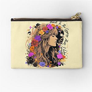 Vintage Stevie Nicks design with wildflower Gypsy That I was  Zipper Pouch