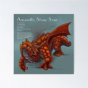 Amaretto Stone Sour Cocktail Dragon Drinking with Dragons Poster