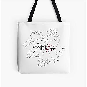 Stray Kids OT8 - Logo with Signatures (white) All Over Print Tote Bag RB1608