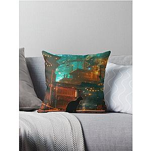 Stray Game - Cat Artwork Throw Pillow